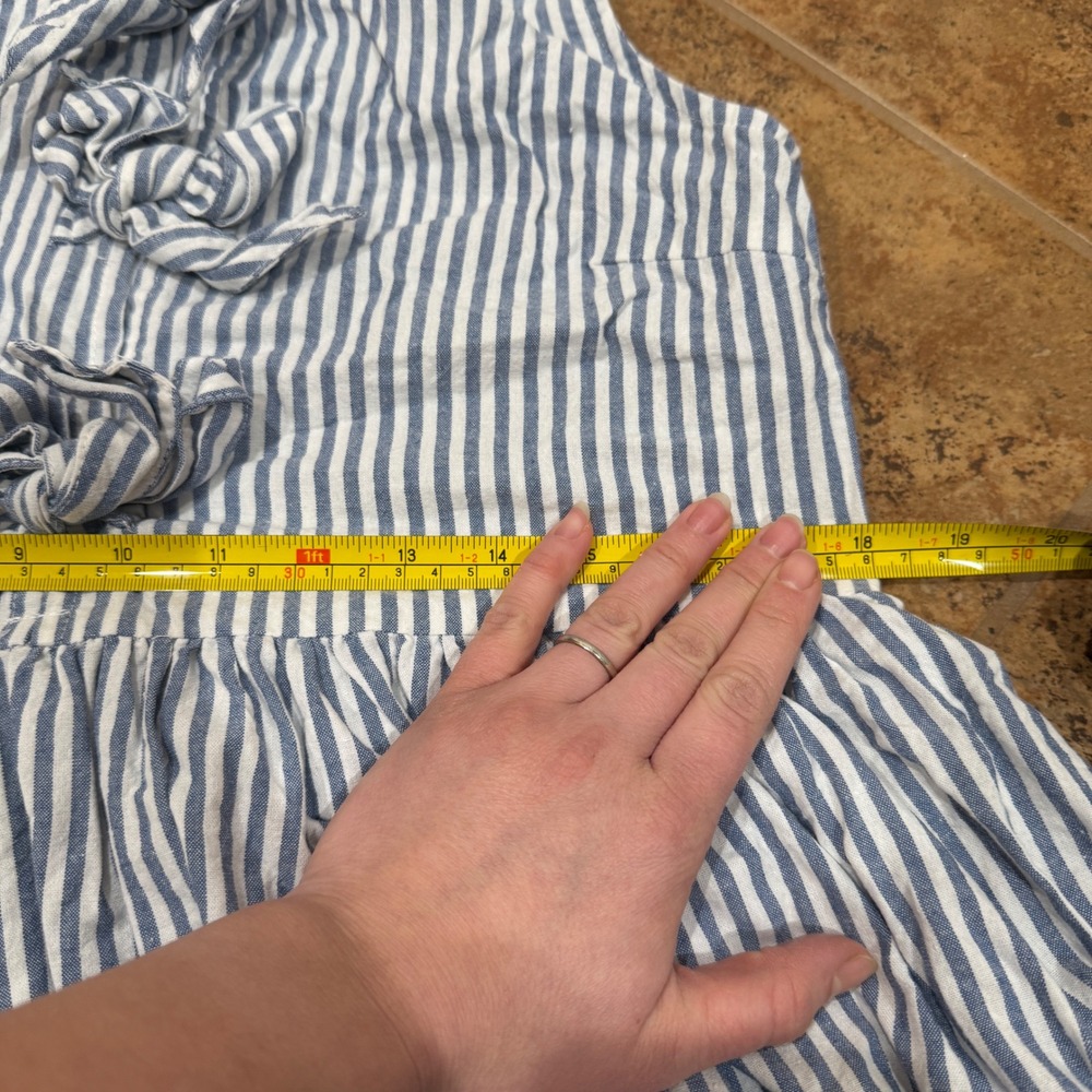 Miou Muse Tessa Stripe Bow Tie Dress Blue White Sleeveless Midi Small Coastal - Picture 7 of 13